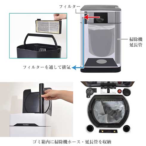 サンコー センサー式 ゴミ箱 掃除機 吸っちゃうダストボックス 