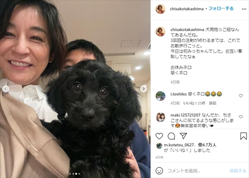 高嶋ちさ子 犬 ネロ 愛犬 インスタ 鬼ママ