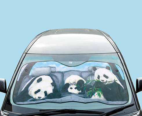 パンダの親子のお留守番パンシェード