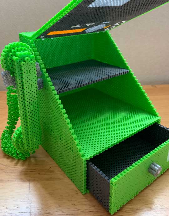 公衆電話 アイロンビーズ 自作 棚 引き出し 原寸大