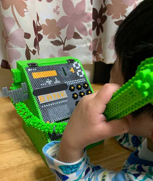 公衆電話 アイロンビーズ 自作 棚 引き出し 原寸大