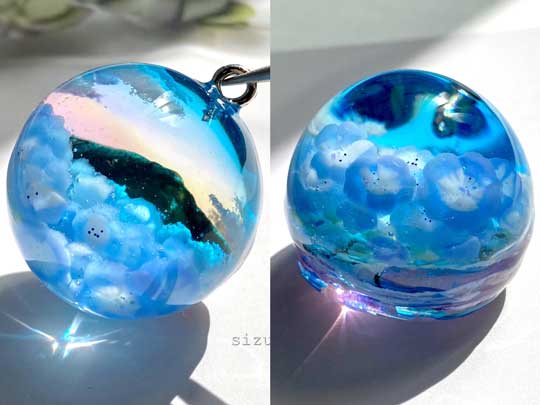 花 そら イメージ 雲 レジン 作品 ハンドメイド 銀のしずく