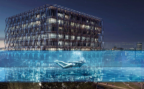 空中を泳ぐような体験ができるかも？　ロンドンにビルとビルをつなぐ橋のようなプールが登場