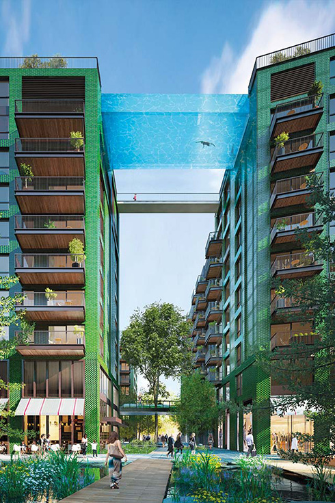 空中を泳ぐような体験ができるかも？　ロンドンにビルとビルをつなぐ橋のようなプールが登場