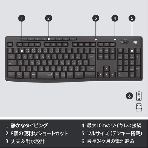 ロジクールのワイヤレスキーボード「K295」