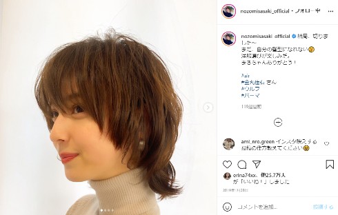佐々木希 髪形 ベリーショート インスタ