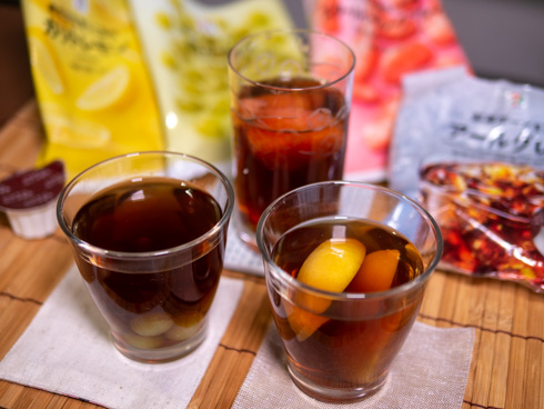 紅茶ポーションと冷凍フルーツで作ったドリンク