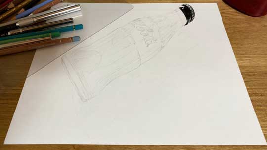 色鉛筆画 リアル コーラ 絵 立体 錯視 アート 慧人