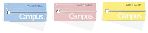 キャンパス バンドでまとまる単語カードのカラーバリエーション
