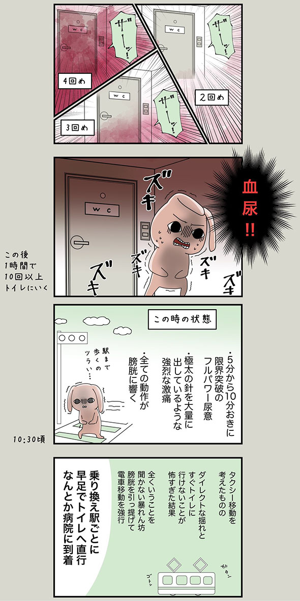 膀胱炎の体験をつづった漫画・2ページ目