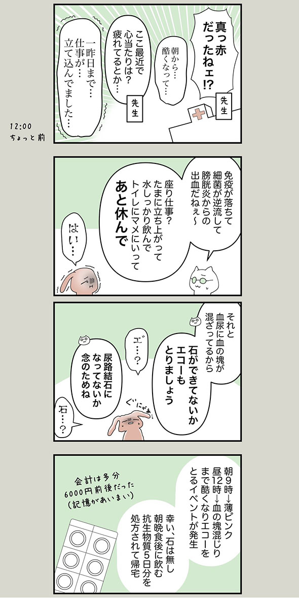 膀胱炎の体験をつづった漫画・3ページ目