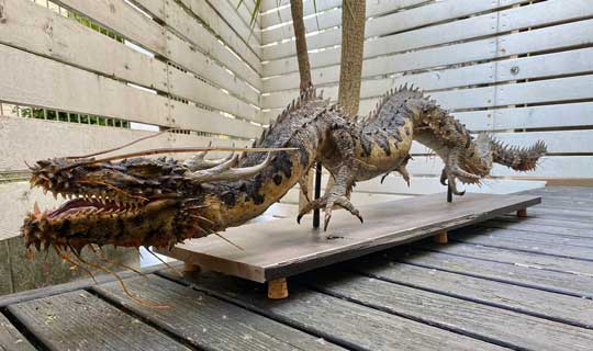 ダイソー のび〜る粘土 アート 造形 龍 実在 生物