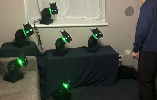 こっちを見てくる 黒猫ライト かわいい Ponboks ムービングライト Kinect