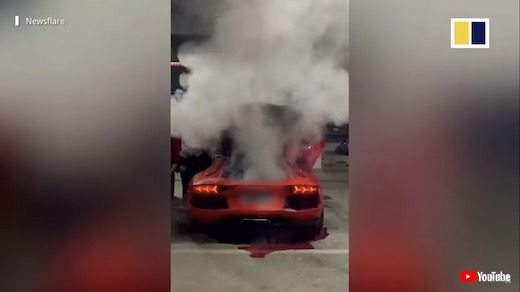中国 ランボルギーニ 焼き肉 エンジン 白煙 壊す