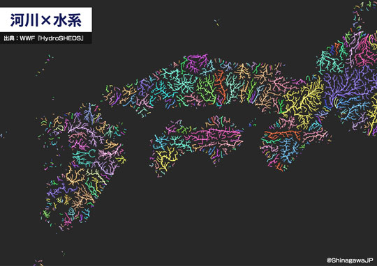 川だけ 日本列島 描いてみた 河川 水系 データ 分析