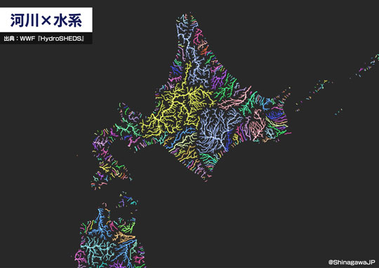 川だけ 日本列島 描いてみた 河川 水系 データ 分析