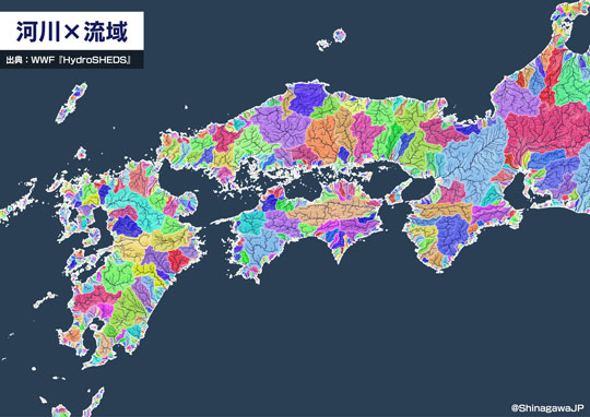 川だけ 日本列島 描いてみた 河川 水系 データ 分析
