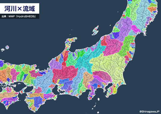 川だけ 日本列島 描いてみた 河川 水系 データ 分析