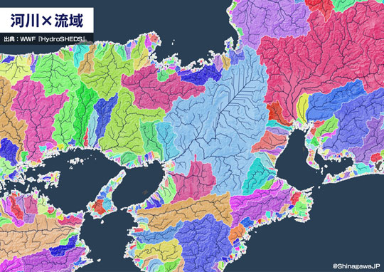 川だけ 日本列島 描いてみた 河川 水系 データ 分析