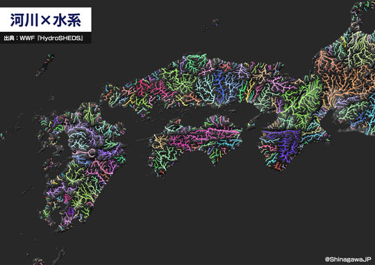 川だけ 日本列島 描いてみた 河川 水系 データ 分析