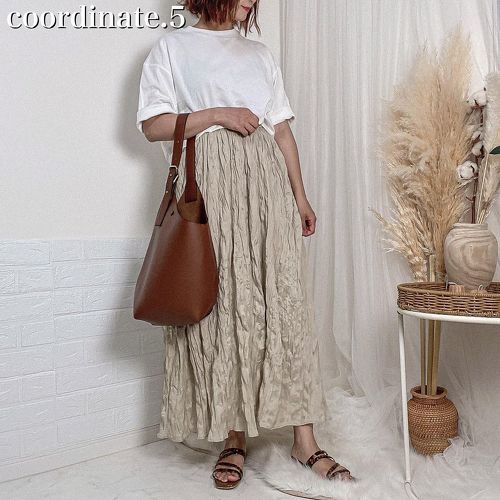 しまむらワッシャースカート着回し6コーデ