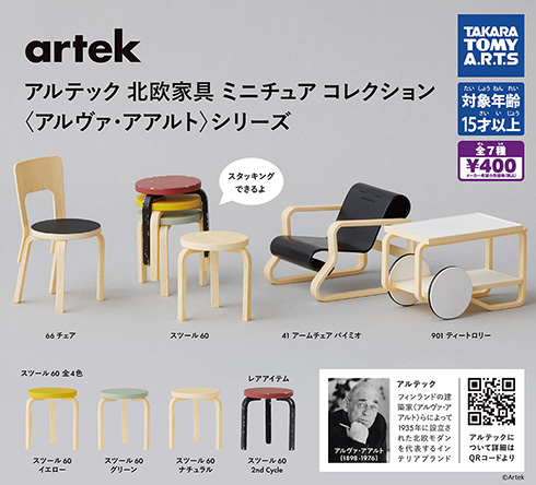 北欧家具とのコラボガチャ　「アルテック」が手のひらサイズのミニチュアで登場