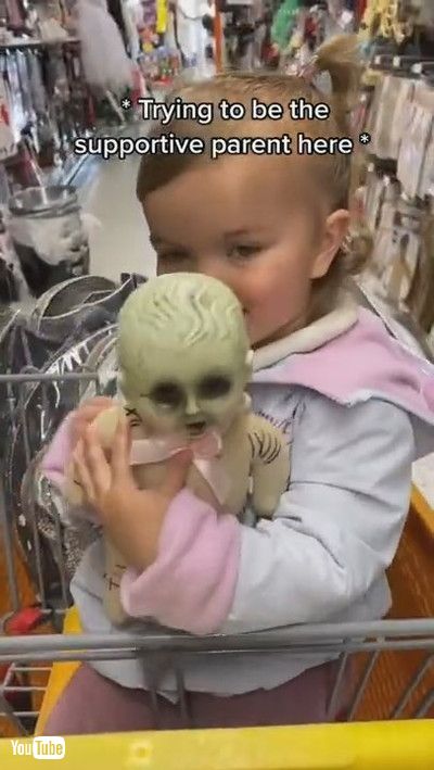 「Little Girl Loves Her Halloween Baby Doll || ViralHog」