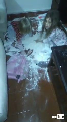 「Kids Spill Flour All Over the Kitchen Floor - 1203288」