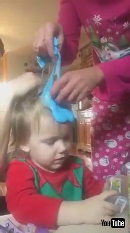 「Parents Try to Remove Blue Slime Stuck in Kid's Hair - 1212521」
