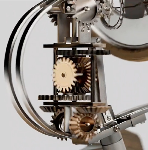 地球儀上のピンを動かして使える世界時計　からくり機構がアナログファンの好奇心を刺激する