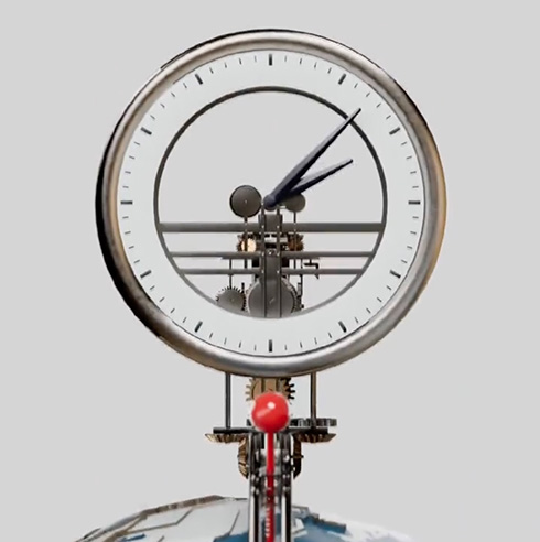 地球儀上のピンを動かして使える世界時計　からくり機構がアナログファンの好奇心を刺激する