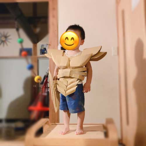 夫と息子 ダンボール 自作 装備 アーマー 四男