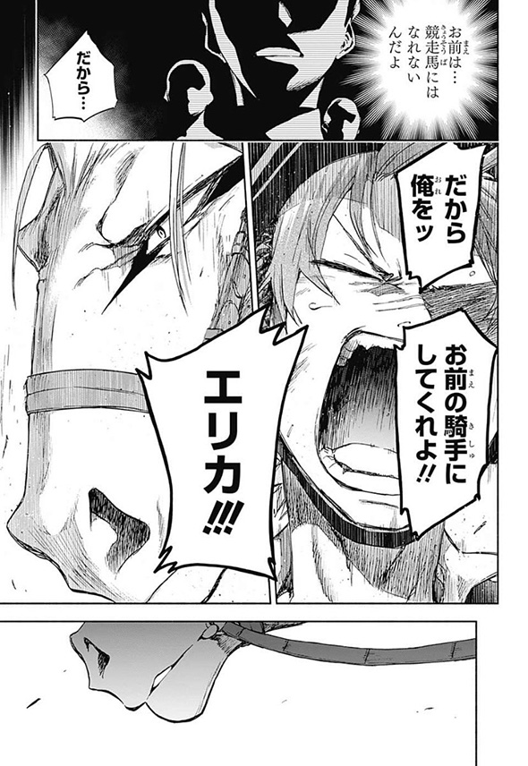 競馬漫画「白帝のエリカ」動物の声が聞こえる素人騎手が有能だけど人嫌いな馬に挑む　言葉の壁を越えた人馬一体の姿が感動的