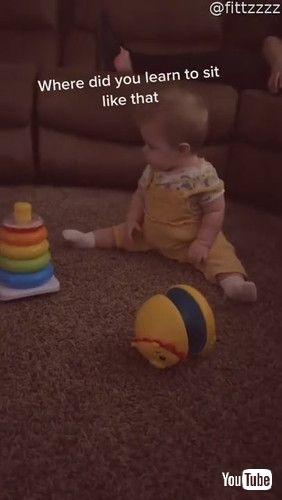 「Baby Copies Kitty to Sit Comfortably || ViralHog」