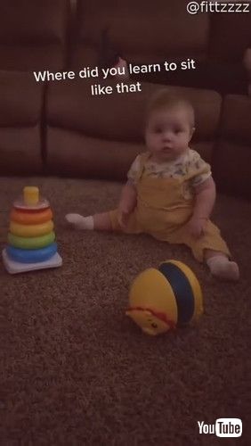 「Baby Copies Kitty to Sit Comfortably || ViralHog」