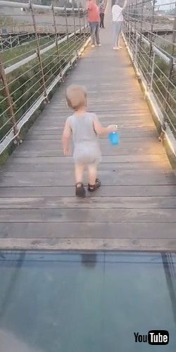 「Toddler Attempts to Cross onto Glass Bridge || ViralHog」