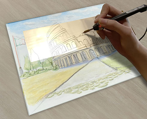 メタリックデコペンを使っているところ