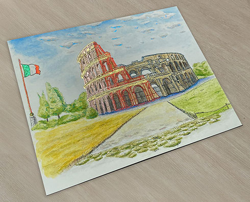 メタリックデコペン作品例・水彩画