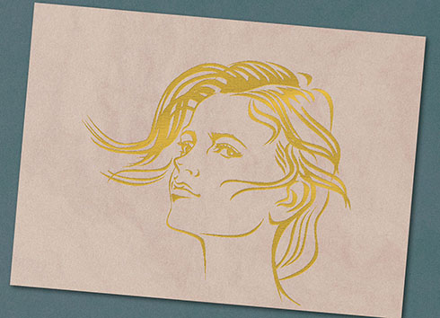 メタリックデコペン作品例・女性の線画