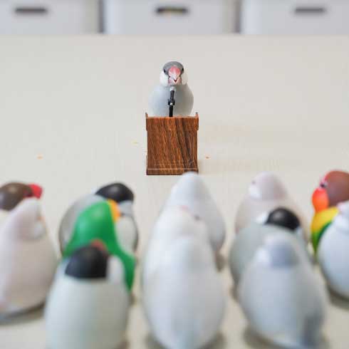 席に着く 文鳥 学校 着席 ミニチュア