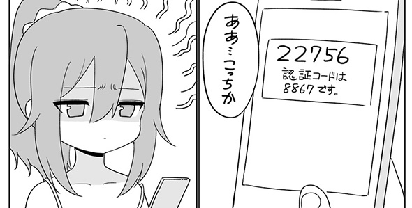 通知の数字を入力したのにエラーが出る漫画　認証コードの入力間違いがあるあるすぎてつらい