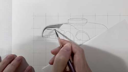 鉛筆 蛇口 絵 金属 光沢 大森浩平