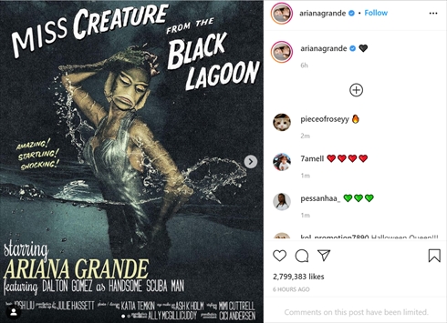 アリアナ・グランデ ハロウィーン 仮装 半魚人 ダルトン・ゴメス 新婚 Instagram