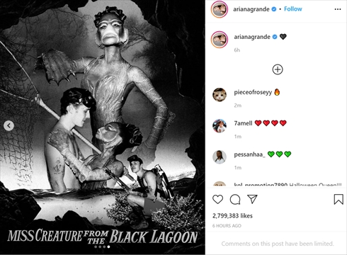 アリアナ・グランデ ハロウィーン 仮装 半魚人 ダルトン・ゴメス 新婚 Instagram