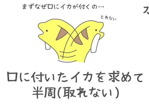 イカがくっつくウツボさん