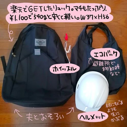 大容量のリュックやヘルメット