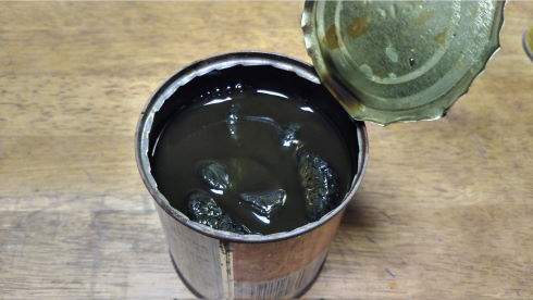 フルーツポンチ 缶 炭 黒 30年 古い