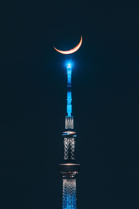 スカイツリーと月