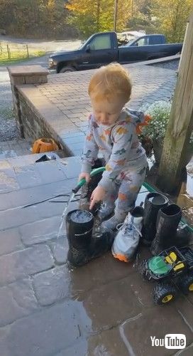 「Baby Emery Unlocks Door and Soaks Boots || ViralHog」