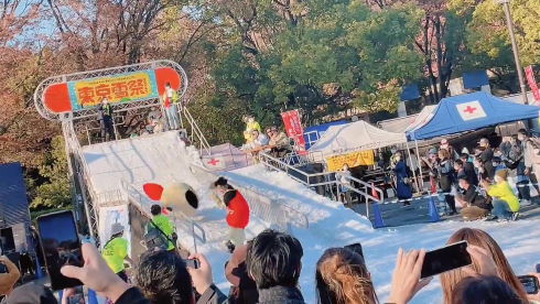東京雪祭2021 スノーボード きぐるみ ハプニング けんけつちゃん